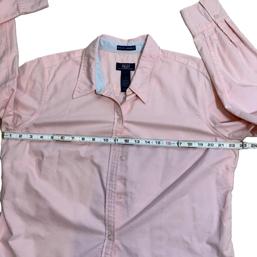 Crazy Horse Pink Collared Long Sleeve Button-Up Mens Shirt Sz 14 Preppy Academia